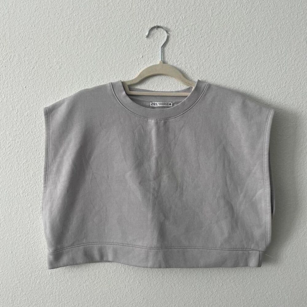 Zara Oversized Sleevless Sweatshirt Women's M Cropped Neutral Stylish Casual